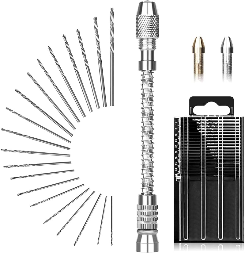 Linkstyle Mini Hand Drill Set 0.3-1.6 mm with 20 Twist Bits HSS Vise