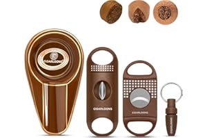 Cigarmoon Cigar Cutter Set with Ashtray, Cigar V Cutter, Cigar Straight Cutter and Cigar Punch, Portable Cigar Accessories Ki