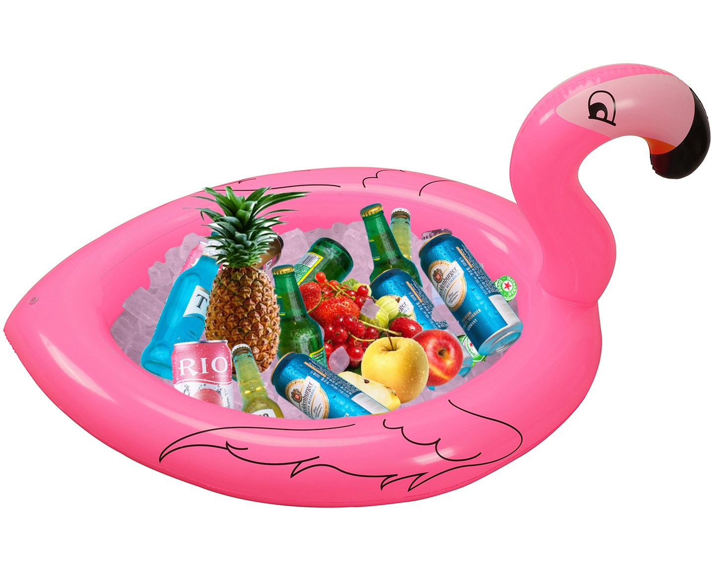 Inflatable Flamingo Cooler Salad Buffet Serving Bar Tray Ice Chest Drink Holders for BBQ Picnic Pool Flamingo Beach Bachelorette Hawaiian Luau Party Supplies Decorations