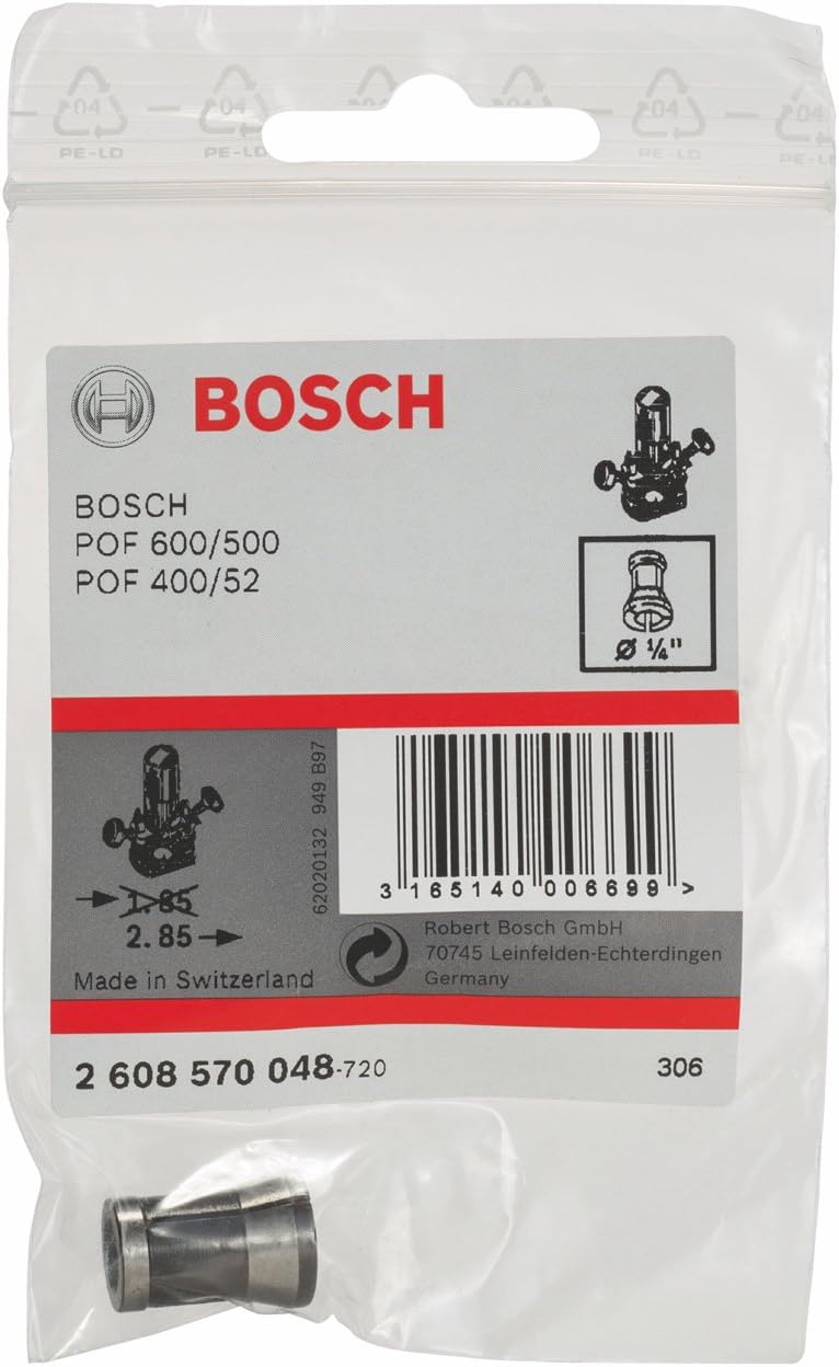 Bosch 2608570048 Routers 1/4In Collet, Black/Grey, 1/4"