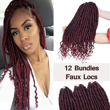 Amazon Com Straight Faux Locs Crochet Hair Extensions With Curly