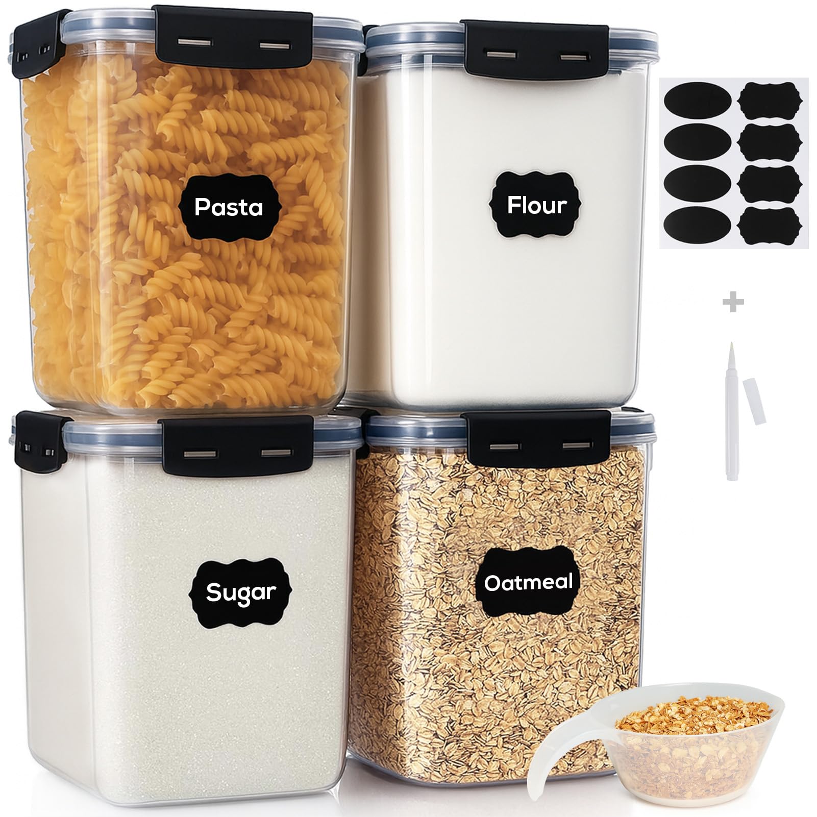 Photo 1 of ***MISSING ONE CONTAINER**(READ NOTES)
Large Thicker Food Storage Containers with Lids Airtight 5.3L/179Oz, 4pcs Plastic Pantry Storage Container for Dry Food/Flour/Sugar/Pasta/Cereal/Baking Supplies, Canister for Kitchen Organization