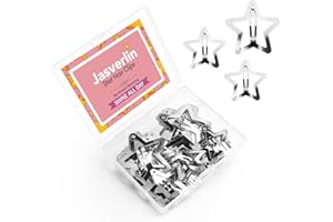 JASVERLIN 50 Pcs Star Hair Clips Metal, Y2K Rave Accessories Emo for Women Girls Kids, Small Cute Kawaii Silver Snap Barrette