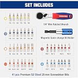 WORKPRO 43-Piece Mini Ratchet Screwdriver Bit Set 1/4" Reversible Torx Phillips view 2