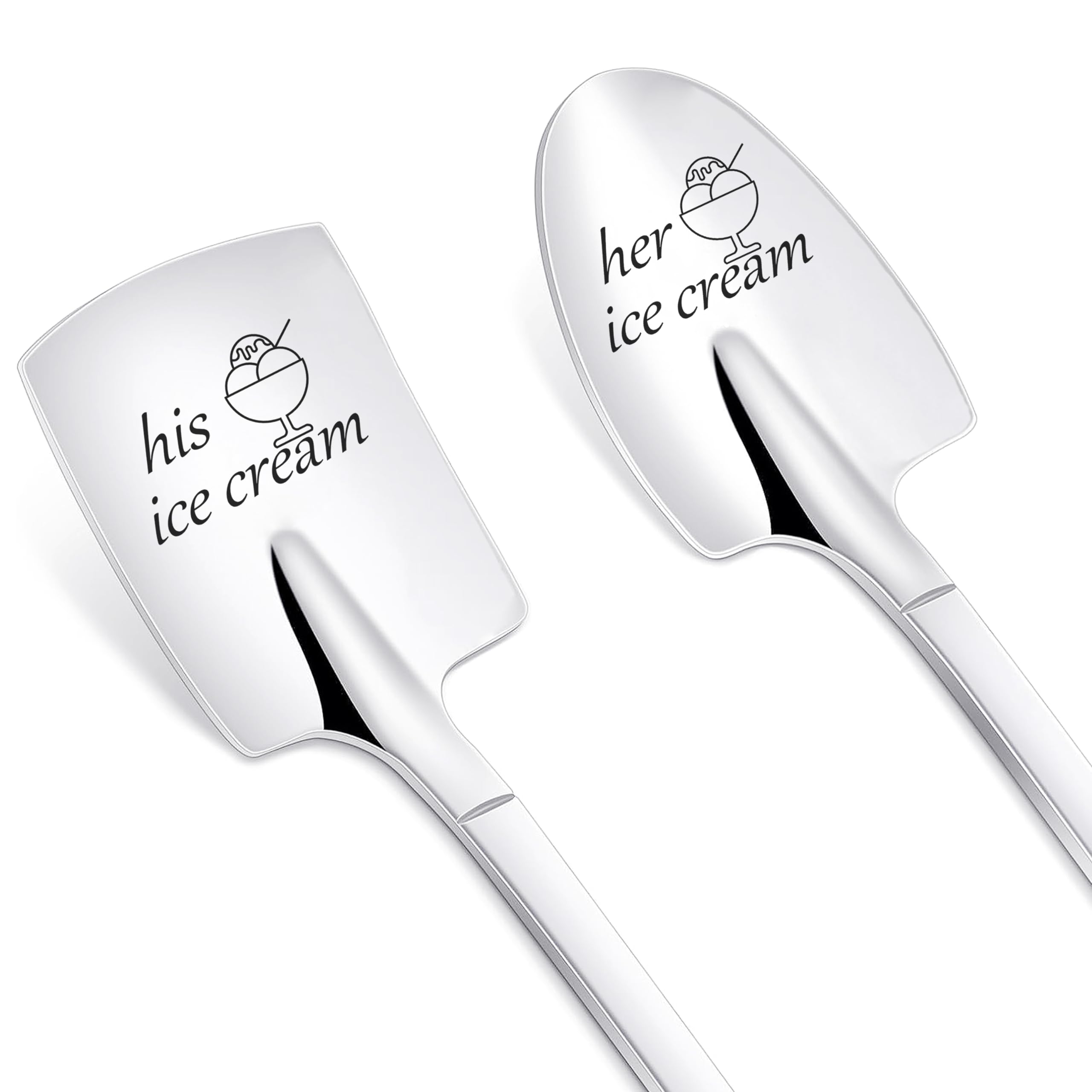 PBIEHSR Teaspoon Coffee Spoons, Stainless Steel Tea Spoon Dessert Spoons His and Hers Gifts Ice Cream Spoons, Set of 2 (Silver)