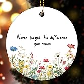 Thank You Ornaments for Women Men, Retirement Going Away Appreciation Gifts for Friend Coworker Boss Manager, Never Forget The Difference You Make Ceramic Ornaments