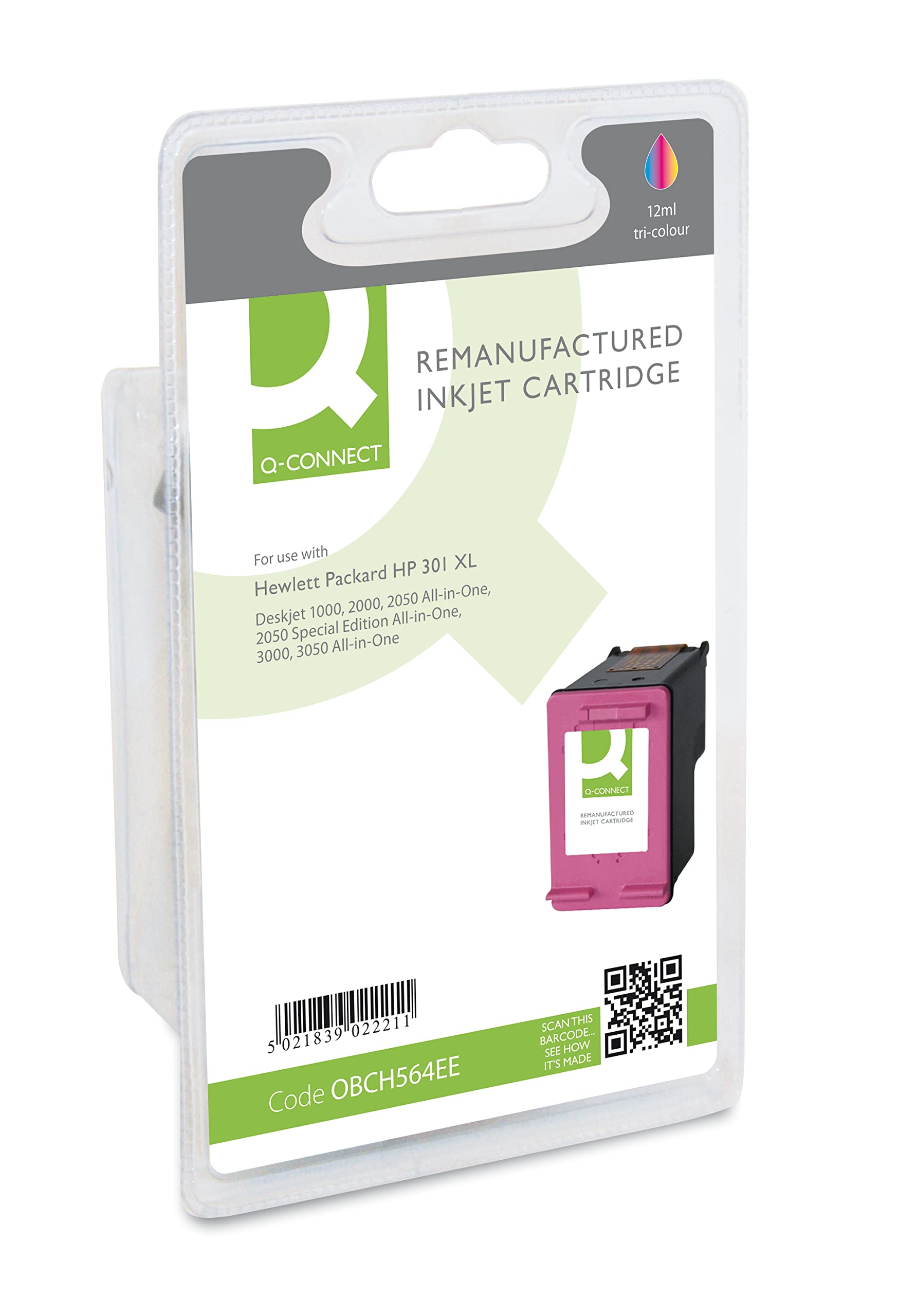 Q-Connect HP 301XL Remanufactured Colour Inkjet Cartridge High Yield CH564EE