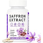 Happy Saffron Supplements, 100mg Saffron Extract, Saffron Blend with Turmeric & Ashwagandha, Supports Mood, Focus, and Energy Boost, 90 Capsules