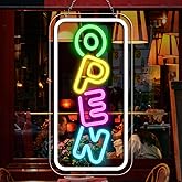 inShareplus 16.2"x 9.1" Super Bright Open Sign, Adjustable Neon Open Sign, Signs for Business Window, Powered by USB with ON/OFF, for Stores, Restaurant Bar Hotel Wall (Vertical)
