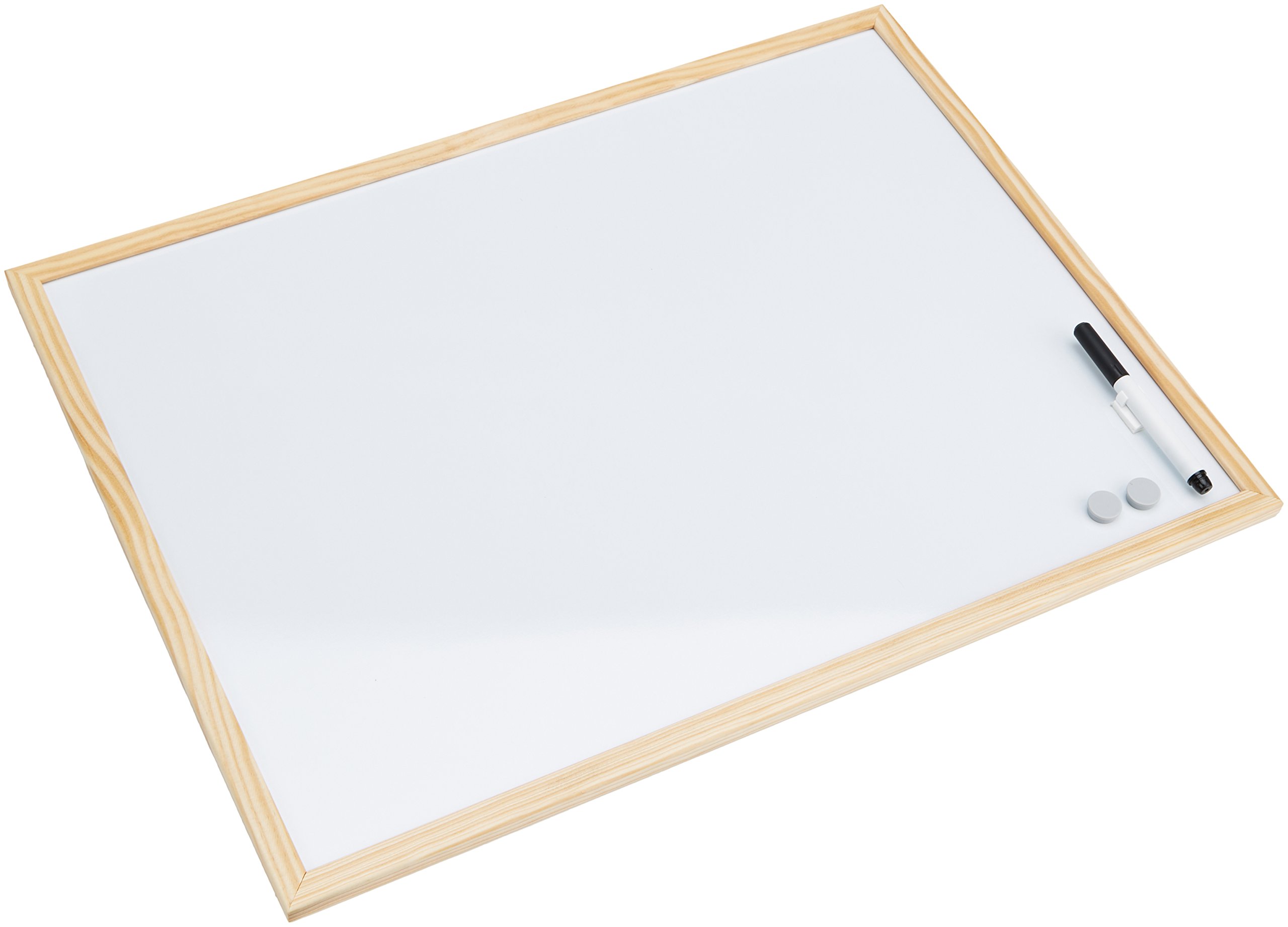 Bi-Office Budget - Magnetic Whiteboard, 60 x 45 cm, with 1 Marker and 2 Magnets, Memo Board with Wooden Frame and Lacquered Steel Surface
