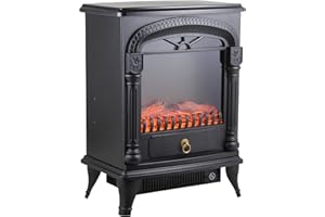 Comfort Zone Electric Fireplace Space Heater, Traditional Warm Stove Style, Realistic 3D Flame Effect, Adjustable Thermostat, & Overheat Protection, Ideal for Home, Bedroom, & Office, 1,500W, CZFP4