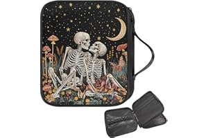 Fuojuvelie Crochet Bag Organizer Big Capacity Skull Knitting Needle Case with Web Pockets for Beginners Knitting Needle Case Effectiveness in Organizing Crochet Accessories