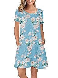 KORSIS Summer Dresses for Women Flower Light Blue