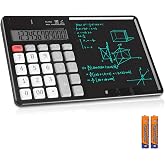 HIHUHEN Calculator with Writing Pad - Solar &amp; Battery Dual Power Supply - 12-Digit Large Display Calculator for Business and Office Use (HY-666S)