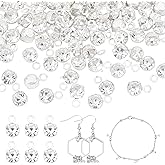 PH PandaHall Rhinestone Charm Pendants, 100pcs 3mm Tiny Dangle Charms Diamond Dangle Pendants Mini Round Crystal Beads for Earrings Bracelets Necklaces Chokers Anklet Jewelry DIY Craft Making, Silver