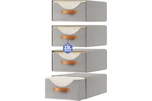 Baesyhom 4 Pcs Closet Drawers and Large Size Clothes Storage Bins Push-Out Storage Drawers Stackable Shelf Drawers with See-T