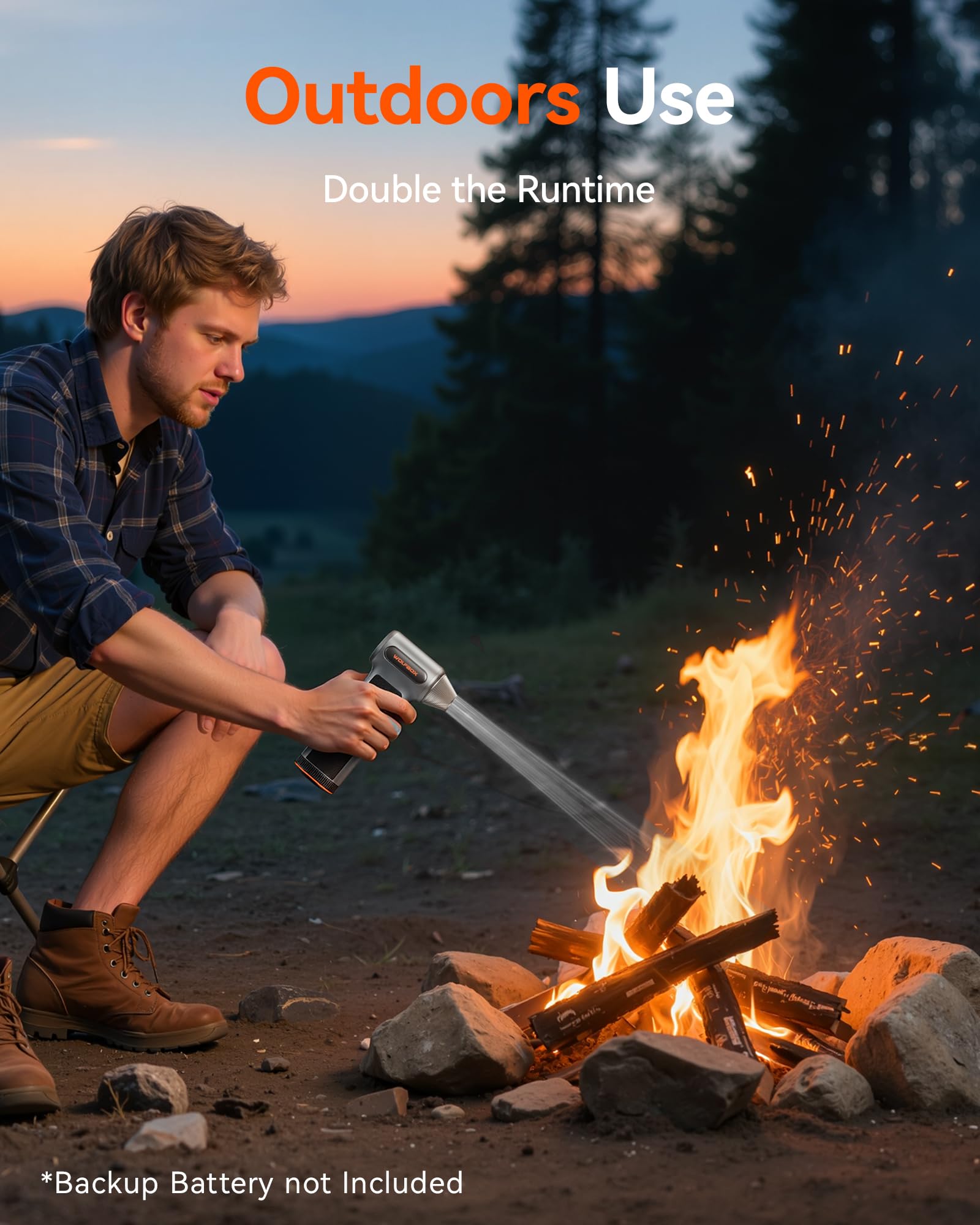 WOLFBOX MF200 Compressed Air Duster with Removable Battery & 4 Nozzles, Cordless 3-Speed Adjustable Mini Blower for Computer Keyboard, Car Cleaning, Home, and Outdoor Use