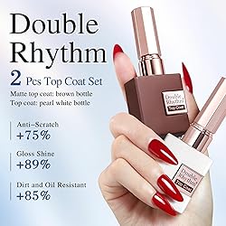 Double Rhythm 2 Pcs 15ML No Wipe Gel Top Coat and