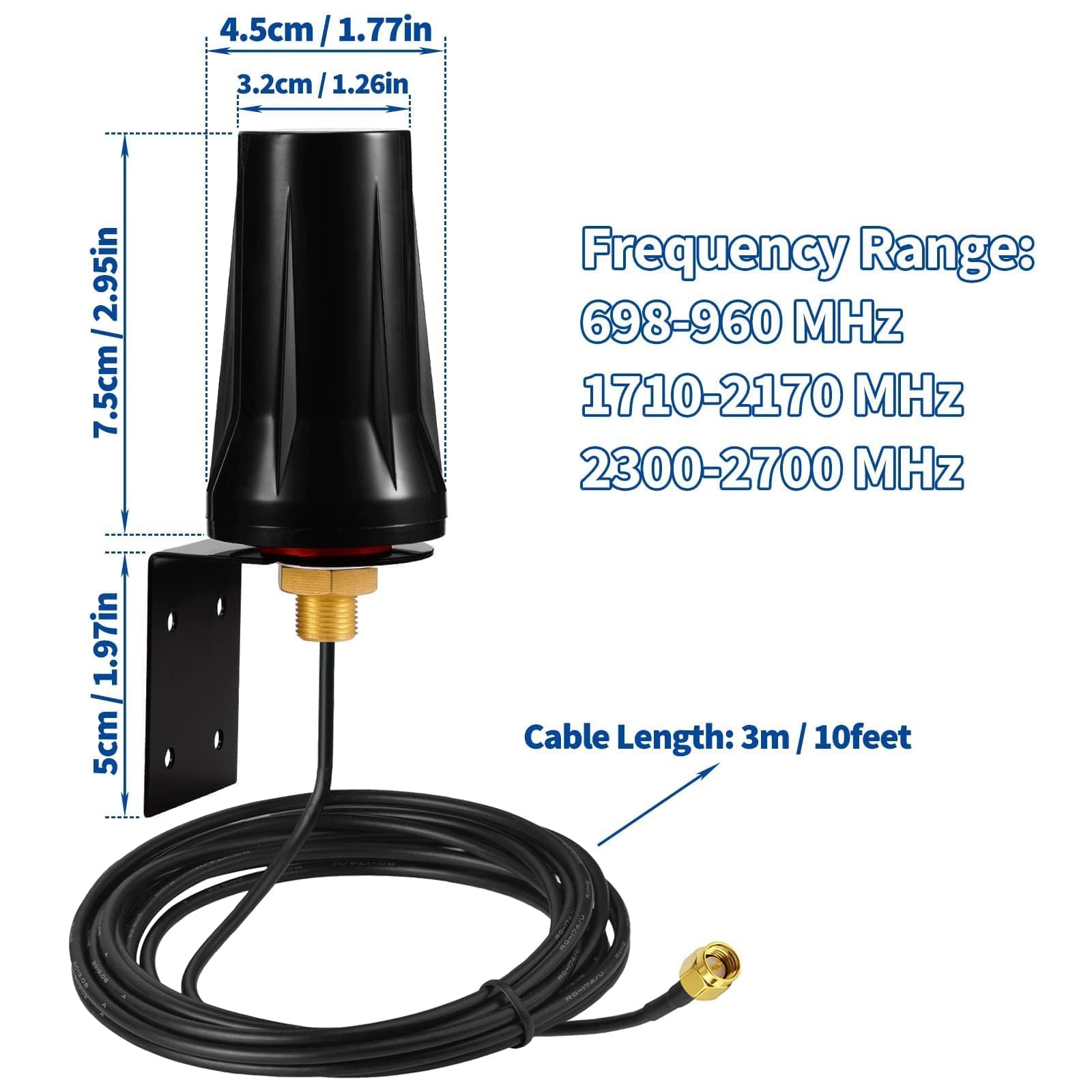 Bingfu 4G LTE Antenne Outdoor 5dBi SMA Stecker Antenne Außenwandmontage wasserdichte für 4G LTE Router Gateway Modem Hotspot Trail Kamera Smart Home Energie Monitor 3