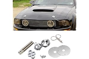 MLAHUIER Hood Pins Kit for Car - Hood Latch Kit with Racing Lanyard, Stainless Hood Pin Lock Clip for Fixing Car Hood and Reduce Wobble, Universal Car Mods Exterior Accessories Fits Most Car Truck SUV(Silver)