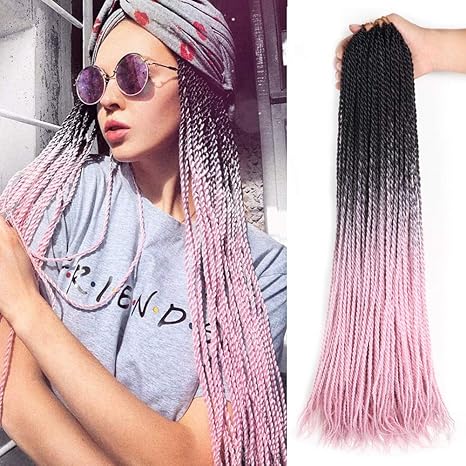 Sambraid Black Light Grey Pink Senegalese Twist Crochet