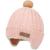 NTLWKR Kids Beanies Hat Winter Knit Hat for Toddlers Fleece Lined Warm Beanie with Earflaps for Girls Boys