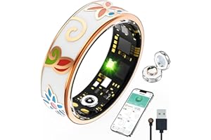 Chendssfkd Advanced Smart Ring for Women and Men - IP68 Waterproof Health Tracker Ring with Heart Rate, Step Counting, Sleep Monitoring, No Subscription Fee for iPhone/Android, Enamel Rose Gold 8#