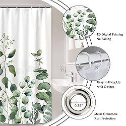 AWERT Small Half Size Stall Shower Curtain with 6