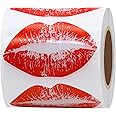 Hybsk 300pcs Red Kissing Lips Stickers Valentine's Day Labels for Love Letter Envelope Seals Party Gift Decor (Transparent Cl