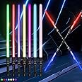 2-In-1 Light Swords - 2 PCS LED Dual Swords with FX Sound & Telescopic Handle for Kid - 7 Colors Expandable Light Swords Set Galaxy War Fighters Warriors for Halloween Dress Up Parties Xmas Present…