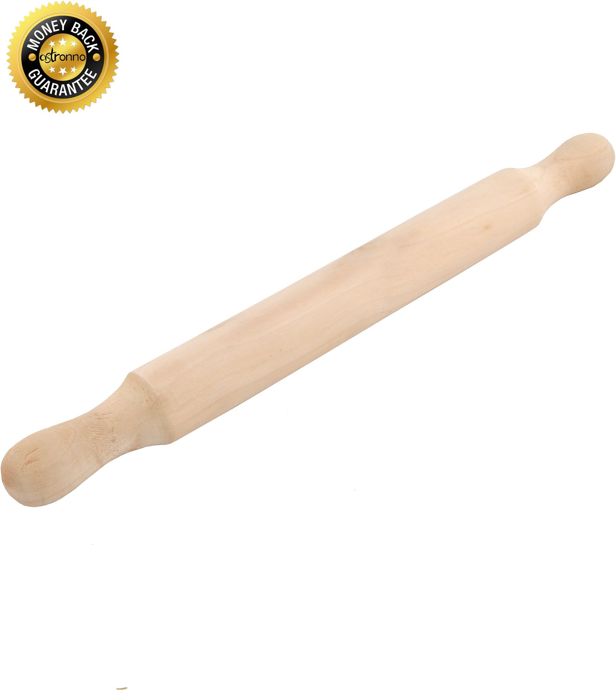 Astronno Professional Rolling Pin. Dough Roller, Rolling Pin For Consistent Dough & More. Standard Size Easy To Grip Comfortable Handle Wooden Rolling Pin. Essential Kitchen Baking Tool For Chefs.