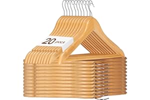 Lennox Furniture 20 Premium Wooden Hangers 360 Degree rotatable Hook Durable & Slim Lightweight with Shoulder Grooves Hanger 
