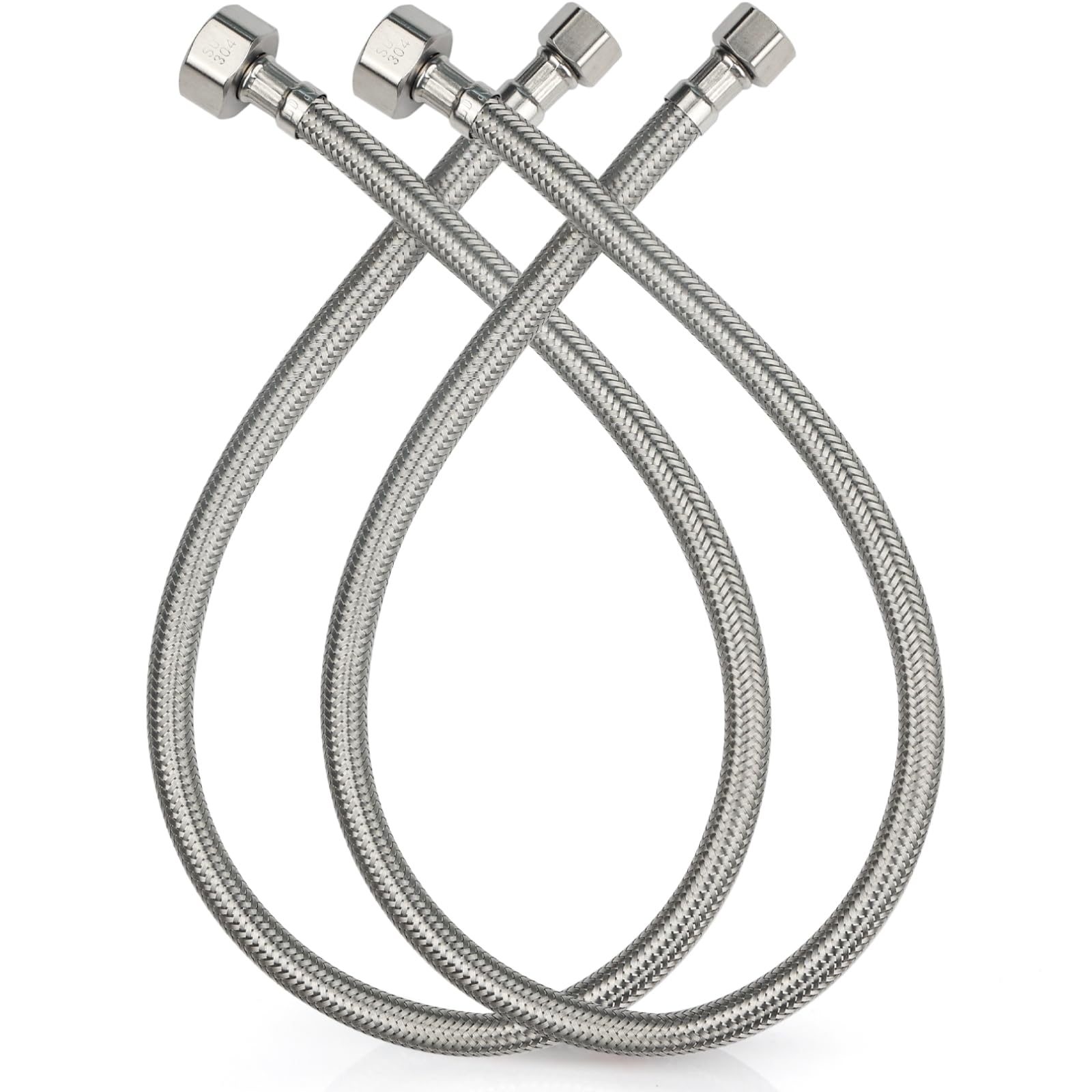 Photo 1 of Midanya Faucet Supply Lines,24" Stainless Steel Braided Water Supply Line, 1/2" FIP x 3/8" COMP Faucet Hose, Faucet Hose Connector x 2 Pcs (1 Pair)