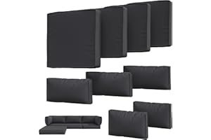 Tounosnt 9Pcs Outdoor Chair Cushions Covers Waterproof Anti-Fading for 5 Pack Patio Set Cushion Slipcovers, Outdoor Furniture Protector Cover Replacement(Cover Only)