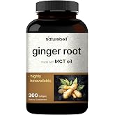 NatureBell Ginger Root Extract with MCT Oil &ndash; 300 Softgels | Ginger Supplement for Daily Use | 5-Month Supply | Non-GMO, Gluten Free
