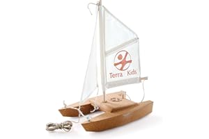 HABA Terra Kids Catamaran Kit – DIY Wooden Boats for Kids, Build-Your-Own Floating Sail Boat, STEM Craft Outdoor Toy & Green Toys for Ages 8-13