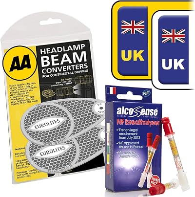 AlcoSense European Travel Kit NF Breathalysers Headlight Deflectors UK Stickers
