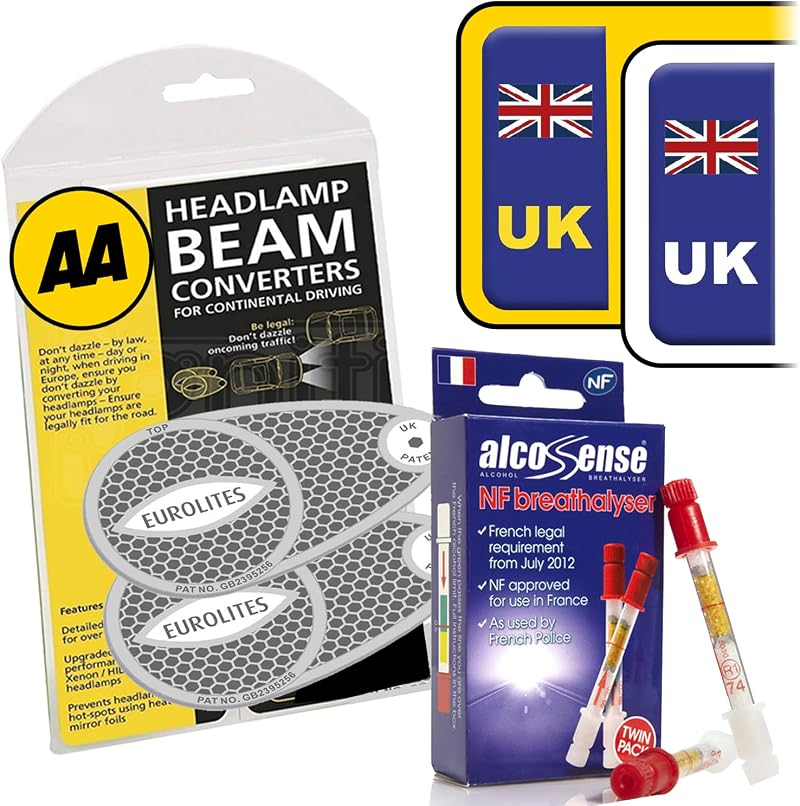 AlcoSense European Travel Kit NF Breathalysers Headlight Deflectors UK Stickers