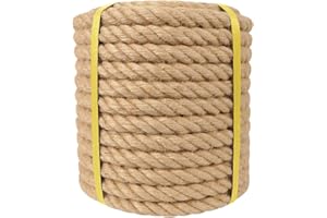 DERZINET Twisted Manila Rope - 1.5 inch×100 feet - Natural Thick Jute Hemp Rope for Docks, Nautical, Railings, Tree Swing, Decorating