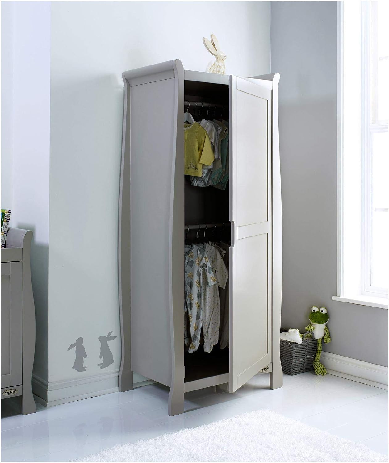 Obaby Stamford Sleigh Single Wardrobe - Warm Grey - Image 5