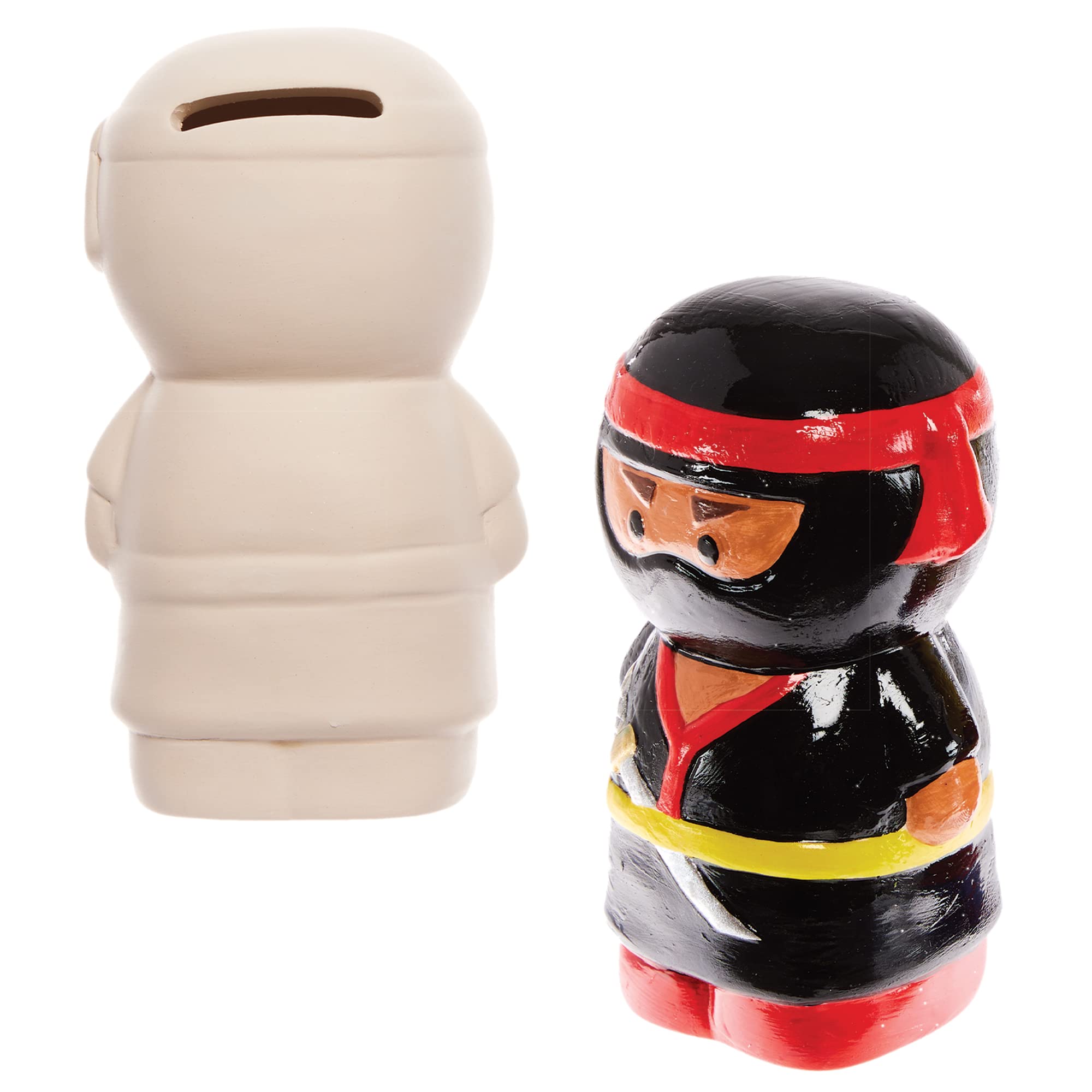 Baker Ross FX856 Ninja Ceramic Money Banks - Box of 2, Ceramic Painting Craft Kits for Kits — image 1