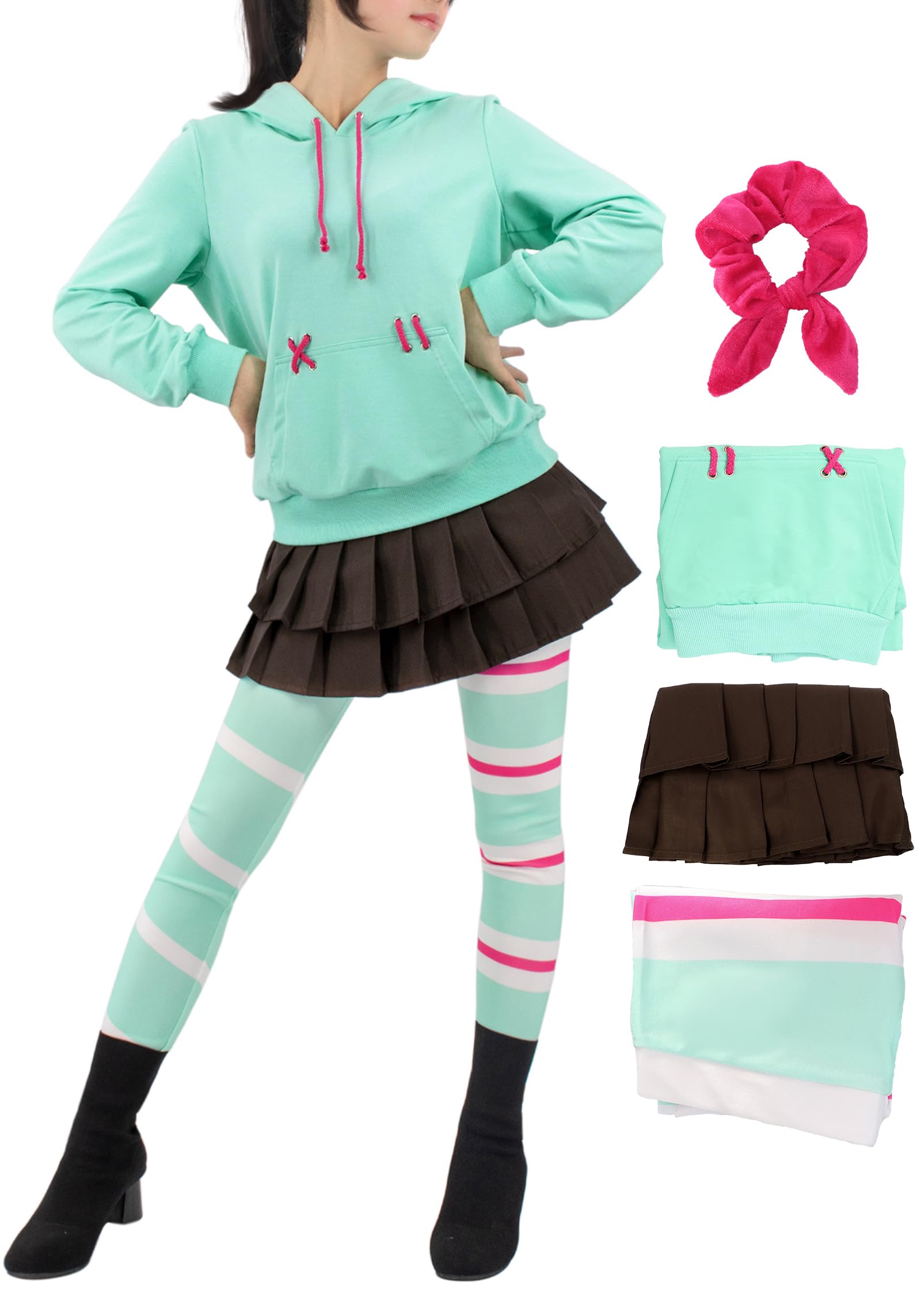 Photo 1 of C-ZOFEK Women's Vane Cosplay Costume Hoodie Skirt Leggings with Hairtie (X-Large)