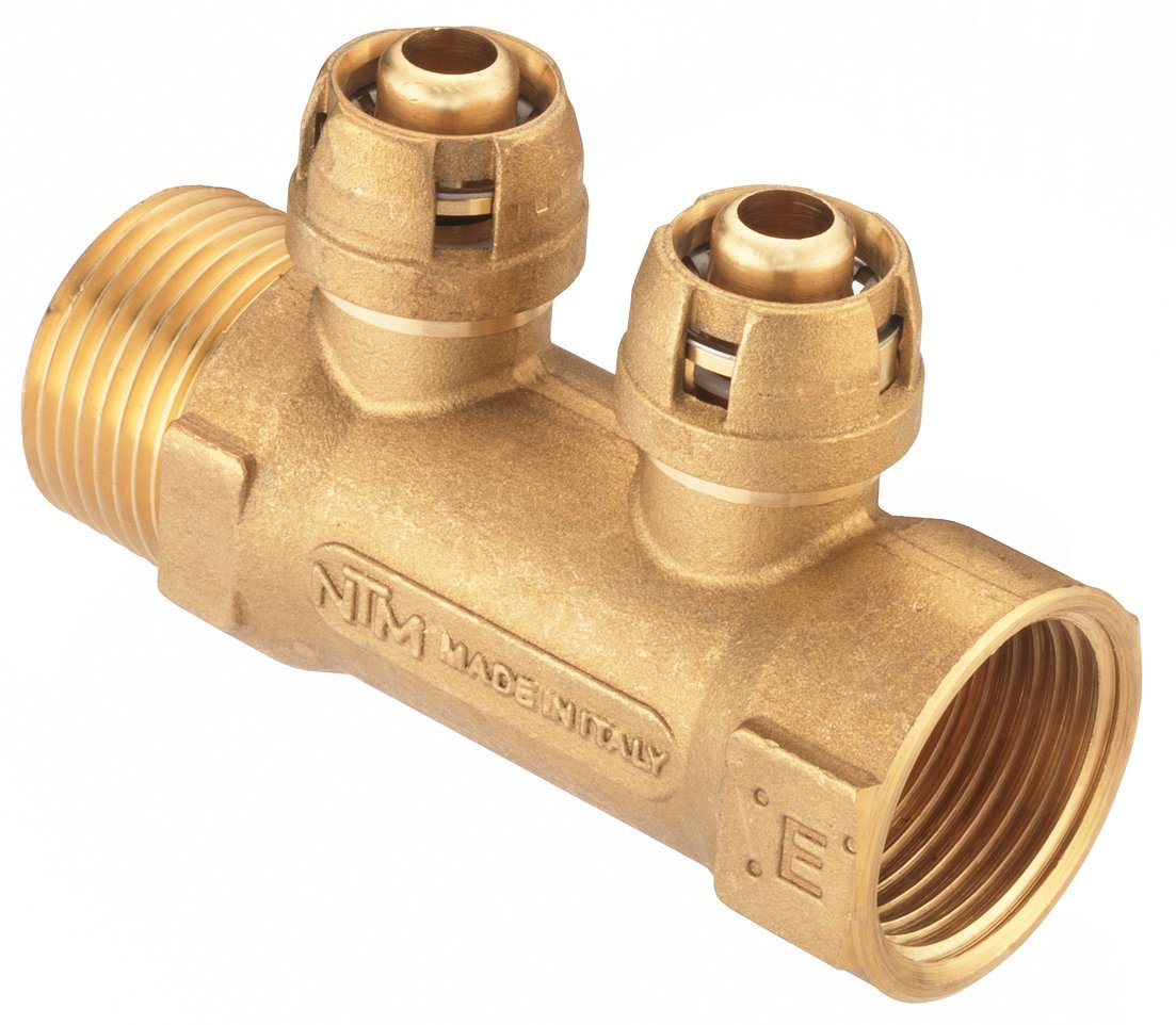 CORNAT VRST662016 Insert Distributor Complete Brass with 1 External and 1 Interior Thread, 2 Abgänge, 16 mm