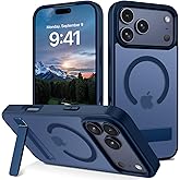 Telaso Case for iPhone 17 Pro Max, Compatible with Magsafe with Invisible Kickstand, Translucent Matte Back TPU Bumper Military Grade Protective Magnetic iPhone 17 Pro Max Phone Case, Deep Blue