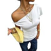 SOLY HUX Women's Off The Shoulder Tops Short Sleeve Fitted T-Shirt Summer Going Out Outfits