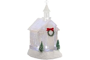 MELROSE INTERNATIONAL Melrose Acrylic Church Snow Globe Lighted Christmas Water Lantern 10.5 Inch