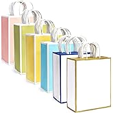 Suwimut 60 Pieces Paper Gift Bags, 10.6x8.3x4.33 Inch Large Kraft Paper Party Favor Gift Bags Bulk with Handles, 6 Colors Goo