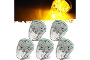 Partsam 5X Roof Running Top Marker Light Clear Amber 17 LED Clear Lens Replacement for Peterbilt Freightliner Mack