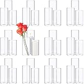 Didaey 36 Pcs Thin Cylinder Vases Set for Centerpieces 2.5''/2.7'' Diameter 2mm Thickness Clear Glass Vase Hurricane Floating Candle Holder for Wedding Table Decoration (2.5'' X 5'',6'',8'')