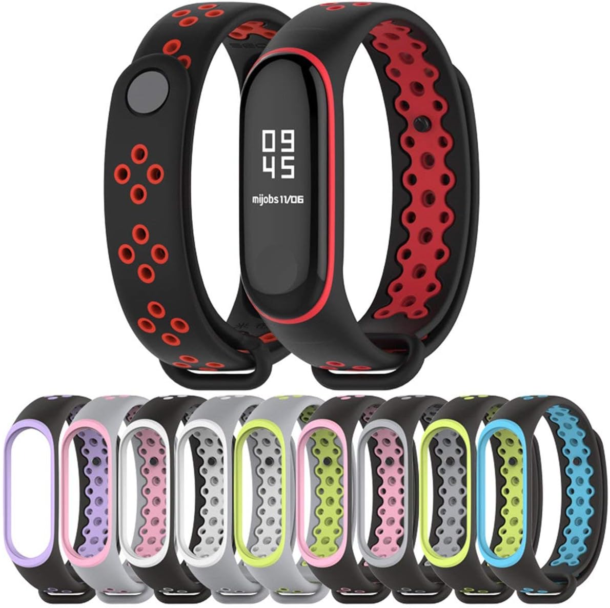 For Xiaomi Mi Band 3/4 Replacement Sport Silicone Strap Wristband Bracelet Fashion Two-Tone Replacement Strap
